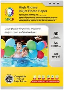 MR.R High Glossy Photo Paper Cast Coated Inkjet Waterproof Single Side Photo Paper 180gsm A4x50