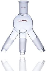 Laboy Glass Cow-Type Receiver Apparatus Distribution Adapter with 24/40 Joints for Short Path Head Lab Glassware
