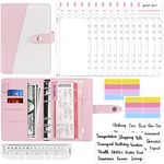 Mlife Cash Envelopes for Budgeting, Budget Binder, 30Pcs Ring Binder Set with Zipper Envelopes, Budget Sheets and Label Stickers,A6 Binder for Money Saving Envelopes Organizer(Pink+White)