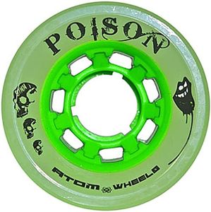 Atom Poison Hybrid Quad Roller Skate Wheels, 62mm Wide, Green, 84A