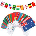 G2PLUS Intermational Flags Bunting, 25 M World Countries Banner with 100 Different National Flags，Flags Bunting for 14x21CM for Football Rugby Fans Presentation Event