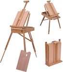 HOMCOM 72.4" Foldable Art Easel, Portable Sketch Box, French Style Wood Easel Stand with Drawer, Palette, Shoulder Strap, Hold Canvas up to 34" for Artist Painters