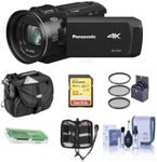 Panasonic HC-VX1K 4K UHD Camcorder, 24x LEICA DICOMAR Lens, HDR Mode, Wireless Multi-Camera Capture, Bundle with Cam Bag + 62mm Filter Kit + 32GB SD Card + Cleaning Kit + Memory Wallet + Cardreader