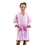 SAMMIMIS Kids Bathrobe & Swim Cover Up for Girls & Boys - Hooded Kids Beach Towels - Terrycloth Zip Up Poncho Towels for Kids, Pink/White, S (2-5 years)