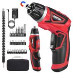 DuroFort 8V Cordless Electric Screwdriver Set, 10+1 Torque Power Screwdriver Set with Rechargeable Battery & Pivoting Handle with Carrying Case/LED Front Light with 30pcs Bits, Battery Indicator