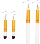 Creative Funny Cigarette Butt Earrings, 2 Pairs Wacky Lifelike Cigarette Earrings Unisex Cool Punk Asymmetrical Dangle Drop Earrings Jewelry, Medium, Acrylic