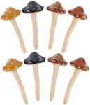 Exttlliy 8Pcs Ceramic Garden Mushrooms Figurine Decorative Plants Stakes Accessories Lawn Ornaments Statue for Outdoor (Random Color) (Blooming-1)