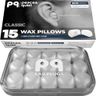 PQ Wax Ear Plugs for Sleeping, Swimming - 15 Soft Noise Cancelling Silicone Gel Wax Earplugs for Sleep and Swimmers, Ear Protection with Sound Blocking Level of 32 Db, (15-Pillows), Color: White