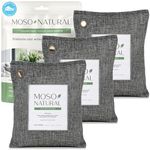 Moso Natural Air Purifying Bag 200g (3 Pack). A Scent Free Odour Eliminator for Cars, Closets, Bathrooms, Pet Areas. Premium Moso Bamboo Charcoal Odour Absorber. (Charcoal Grey)