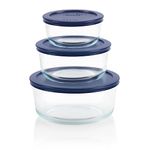 Pyrex 6010170 Glass Plastic Storage Set - 6 Pieces, Blue