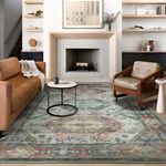 Fashriend Rita Area Rug-5'×7' Moroccan Rug Non Slip Machine Washable Boho Rug Pad Large area Rug for Living Room Kitchen Bedroom Bathroom Dining Room Laundry Room Toilet Dorm Classroom Office-Colorful