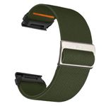 Abanen Quick Fit 22mm Elastic Nylon Watch Band for Garmin Fenix 7 / Fenix 6 / Fenix 5 / epix Pro 47mm, Soft Loop Stretchy Durable Wrist Strap for Forerunner 955 (Moss Green)