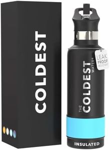 Coldest Water Bottle with Standard Mouth Straw Lid Metal Thermos Vacuum Insulated Stainless Steel l Reusable Leak Proof Cupholder Flask (21 oz, Matte Black)