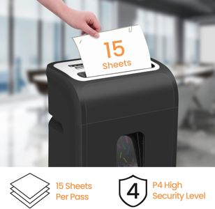 VidaTeco 15-Sheet Cross-Cut Paper Shredder – Heavy Duty Office