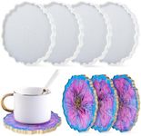 LET'S RESIN 4Pcs Resin Coaster Molds, Druzy Geode Agate Silicone Coaster Molds for Epoxy Resin, 5Inches Large Mould for DIY Art Craft Cup Mats, Durable and Flexible Moulds