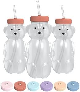 The 730 Project Honey Bear Straw Cup for Babies, 8-oz Honey Bear Cup with Lid, 3-Pack Therapy Learning Honeybear Straw, Baby Bottle Set, Firetruck RED