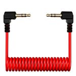 COCOMK TRS Cable,3.5mm TRS to TRS Adapter Microphone Patch Cable,1/8 Aux Cord TRS Audio Converter Patch Cables,Cameras Coiled Live Streaming Mic Cord (Red)