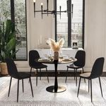 Aykah Sera Dining Table Set for 4 Featuring Modern Kitchen Table with 4 Dining Chairs - Manufactured Wood Round Dining Table with Pedestal Base (Black & Black, Medium)