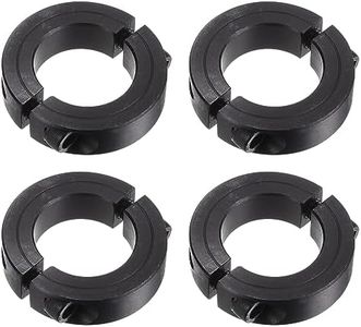 HARFINGTON 4pcs Shaft Collar for 1-1/8" Rod 1-7/8" OD 1/2" Width Black Oxide Plating Double Split Axle Clamp-On Collar with Set Screw