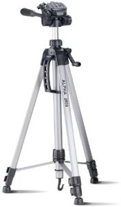 Cullmann Germany 52128 Kit Trépied à manivelle 184 cm ultraléger 1250 g avec étui et tête à 3 voies pour appareil photo photo compact DSLR CSC BRIDGE DV Alpha 2800 Argenté