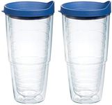 Tervis Clear & Colorful 24oz Insulated Tumbler, 2pk, Blue Lid