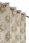 FURNADO Premium Jacquard Fabric Room Darkening Flower Design Curtains 9 Feet for Long Door, Gold, 3 Pieces