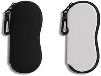 Hion Sunglasses Case Ultra Light Neoprene Zipper Eyeglass Soft Case with Belt Clip, 3c-2pcs-black+light Grey, One size