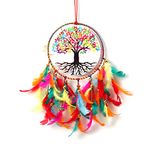 DULI Dream Catcher Handmade Tree of Life Canvas Dreamcatcher for Bedrooms Office Balcony Outdoors Garden Car Hanging, 49cm, Dreamkacher (CanvasTreeofLifeMediumDC-Multicolor)