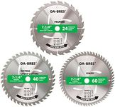 3Pack Combo 7-1/4 Inch Circular Saw Blades with 5/8" Arbor, TCT ATB 24T Framing, 40T Crosscutting, 60T Finish Saw Blade for Various Wood Cutting