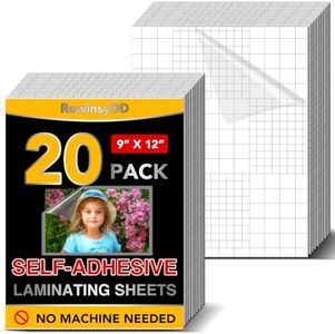 20 PCS Self-Adhesive Laminating Sheets, 9 x 12 Inches Clear Laminating Sheets No Machine Needed Self Sealing Laminate Sheets