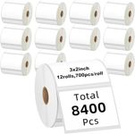 Kingtac 12 Rolls (700 Labels/Roll)3" x 2" Direct Thermal Label (76mm x 51mm) Multipurpose Shipping Address Mailing Barcodes Labels Compatible for Zebra 2844 & Rollo Desktop Label Printer