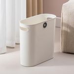 Laigoo Small Trash Can Plastic Wastebasket Garbage Bin with Handles for Narrow Spaces Bathroom, Laundry, Home Office, 2.3 Gallon/9L, White