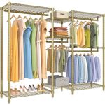VIPEK Classic V6 Wire Garment Rack Heavy Duty Clothes Rack with 7 Adjustable Shelves & 4 Hanging Rods, Compact DIY Metal Clothing Racks 68.9" L x 15.8" W x 76.4" H, Max Load 840LBS, Gold