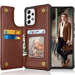 Tekcoo Phone Wallet Case for Galaxy A53 5G Minimalist PU Leather ID Cash Credit Card Holder Slots Magnetic Closure Kickstand Folio Flip Slim Protective Cover for Samsung Galaxy A53 5G SM-A536 [Brown]