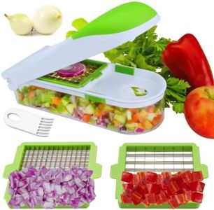 Brieftons QuickPush Food Chopper (Classic): Kitchen Vegetable Fruit Dicer, Onion Tomato Potato Fries Cutter, with 2 Dicing Blades, 5 Bonus Recipe Ebooks