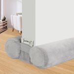 fowong Draft Excluder for Doors, 90cm Under Door Draught Excluder Seal Reduce Noise - Double Side Draught Stopper, Machine Washable, and Easy to Install - Grey