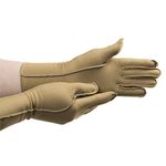 isotoner Women & Men Arthritis Compression Rheumatoid Pain Relief Gloves for joint support with Open/Full finger design, Camel, Large