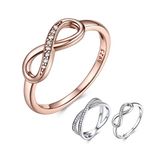 Bestyle Rose Gold Infinity Band Ring Cubic Zirconia Band Rings CZ Love Promise Rings Wedding Bands Delicate Small Cute Rings for/Sister/Daughter, Size 7