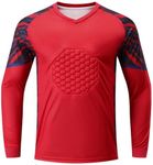 Hedmy Kids Boys Protective Sponge Padded Football Goalkeeper Jersey Shirts Basketball Game Training Top Red 14-16 Years