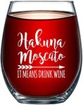 Hakuna Moscato Funny Stemless Wine Glass 15oz - Unique Christmas Gift Idea for Her, Mom, Wife, Girlfriend, Sister, Grandmother, Aunt - Perfect Birthday Gifts for Women