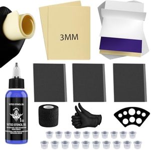 Tattoo Skin Practice Kit, Starter Tattoo Practice Kits with 2Pcs 3mm Fake Skins for Tattooing, 5Pcs Transfer Stencil Paper for Beginners Tattoo Practice Supplies