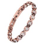 Jecanori Pure Copper Bracelets for Women, Heart Crystal Magnetic Bracelets for Women with 3800 Gauss Ultra Magnets and Sizing Tool, Copper