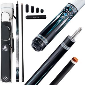 KONLLEN Carbon Fiber Pool Cue 2.0, 58-inch Low Deflection Billiard Stick for Adults with 12.5mm Tip and Pro Taper