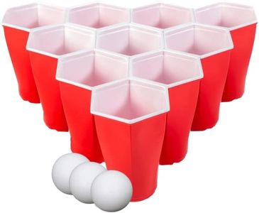 Beer Pong Hexagonal Party Set 6CUP - 20 Reusable Cups 3 Ping Pong Balls Drinking Adult Party Game Pack 450 mL Novelty BBQ Fun