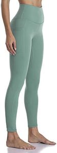 Colorfulkoala Women's High Waisted Tummy Control Workout Leggings 7/8 Length Yoga Pants with Pockets (XS, Smoky Green)