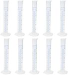 Geesatis 10 Pcs Plastic Measuring Cylinders 50 ml Lab Test Graduated Measuring Cylinder