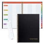 SUNEE Teacher Planner 2024-2025 Academic Year, Lite Lesson Planner Book 8.5"x11" Daily Weekly and Monthly Organizers, Jul 2024 - Jun 2025 Plan Book with Pocket Folder, Color Tabs, Black