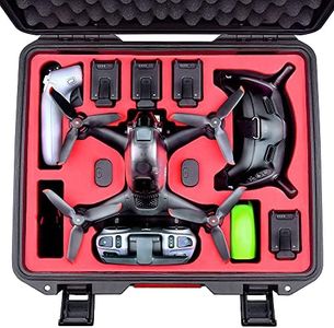 FPVtosky Professional Hard Case for DJI FPV [Case Only] - DJI FPV Drone Carrying Case Accessories - Fits 6 batteries - Keep Props On - Compatible with Goggles Integra, Black, Red, L, Compact