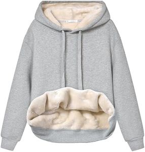 Gihuo Women's Winter Warm Hoodie Sherpa Fleece Lined Pullover Hoodie Hooded Sweatshirt (LightGrey, Small)