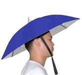 NEW-Vi Umbrella Hat Adult and Kids Folding Cap for Beach Fishing Golf Party Headwear (Blue/Silver)